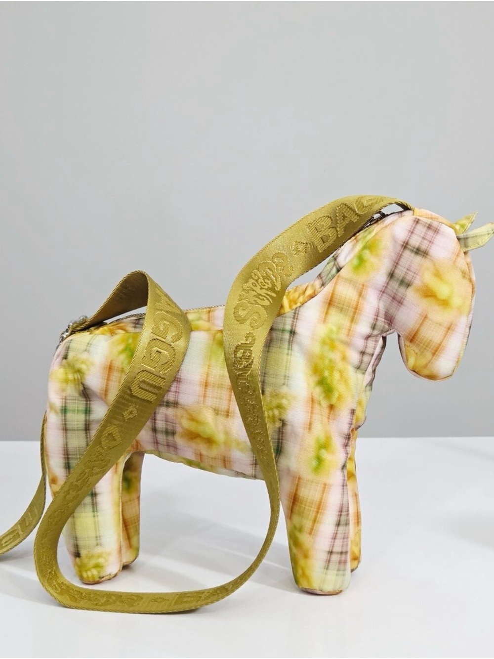 BAGGU Yellow Plaid Unicorn Kids Crossbody Bag
